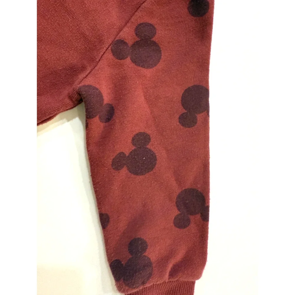 Disney Mickey Mouse Sweatshirt‎ Toddler 2T Burgundy Crewneck Pullover Chenille